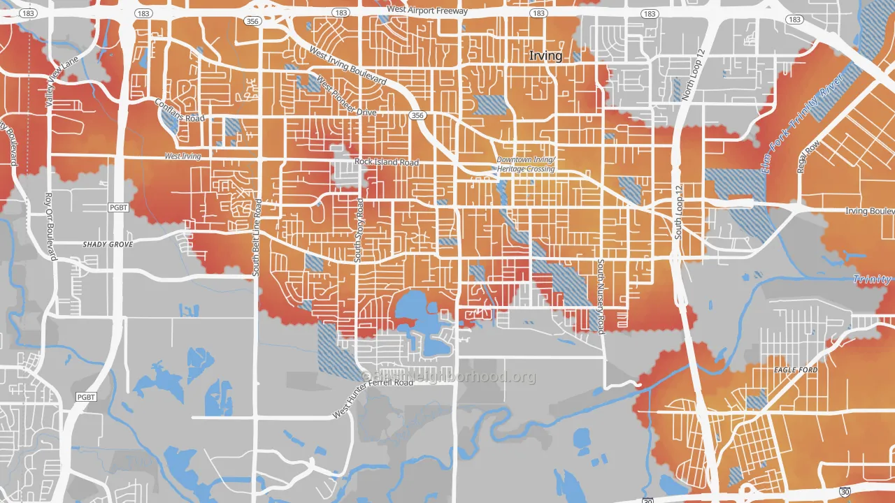 Transit Grade map of 75060, TX