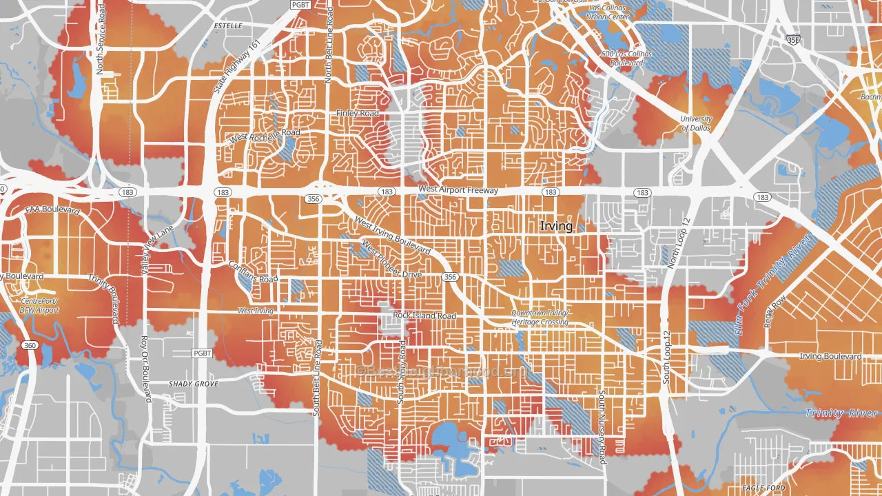 Transit Grade map of 75061, TX