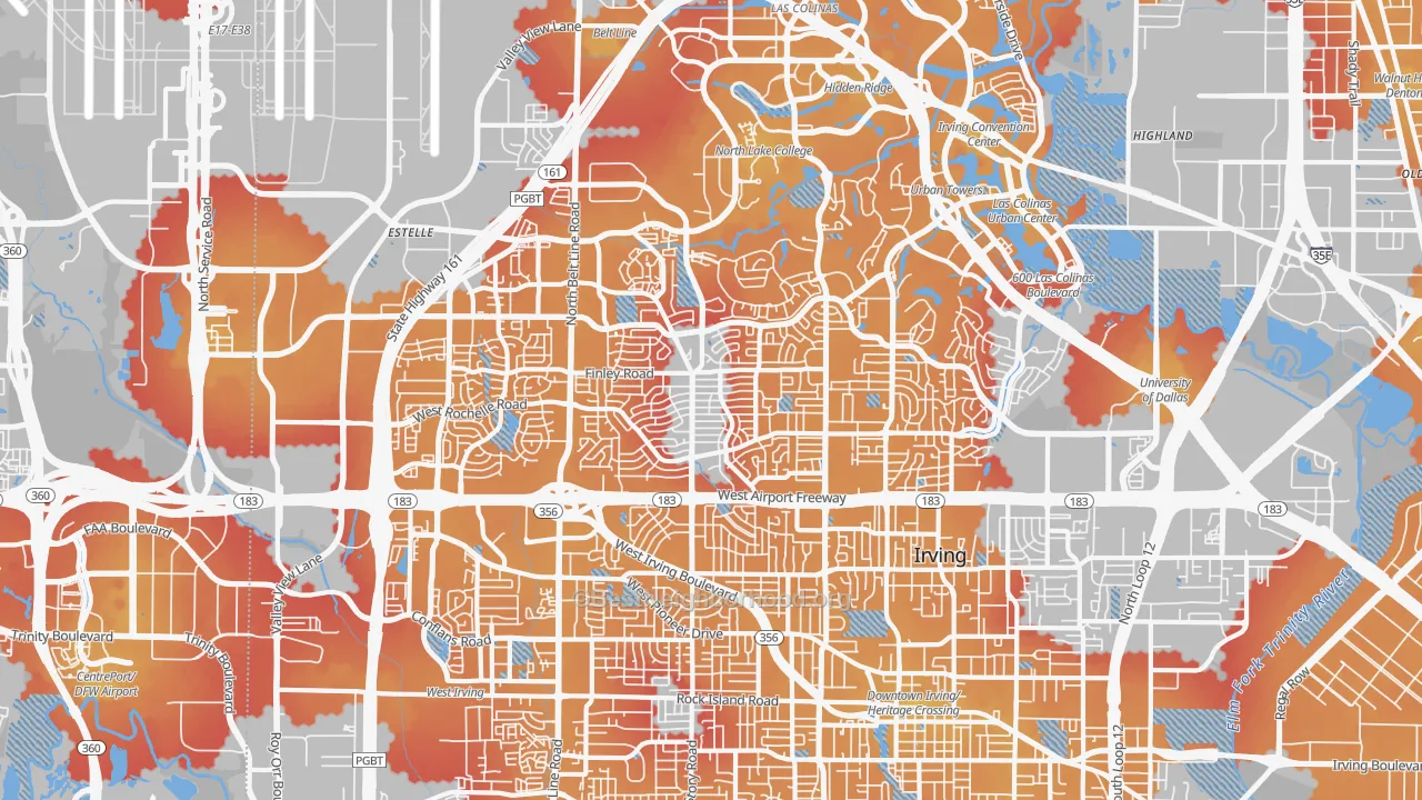 Transit Grade map of 75062, TX