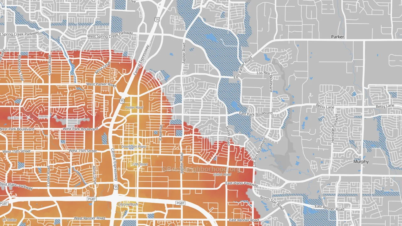 Transit Grade map of 75074, TX