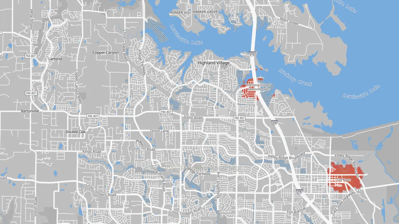 Transit Grade map of 75077, TX