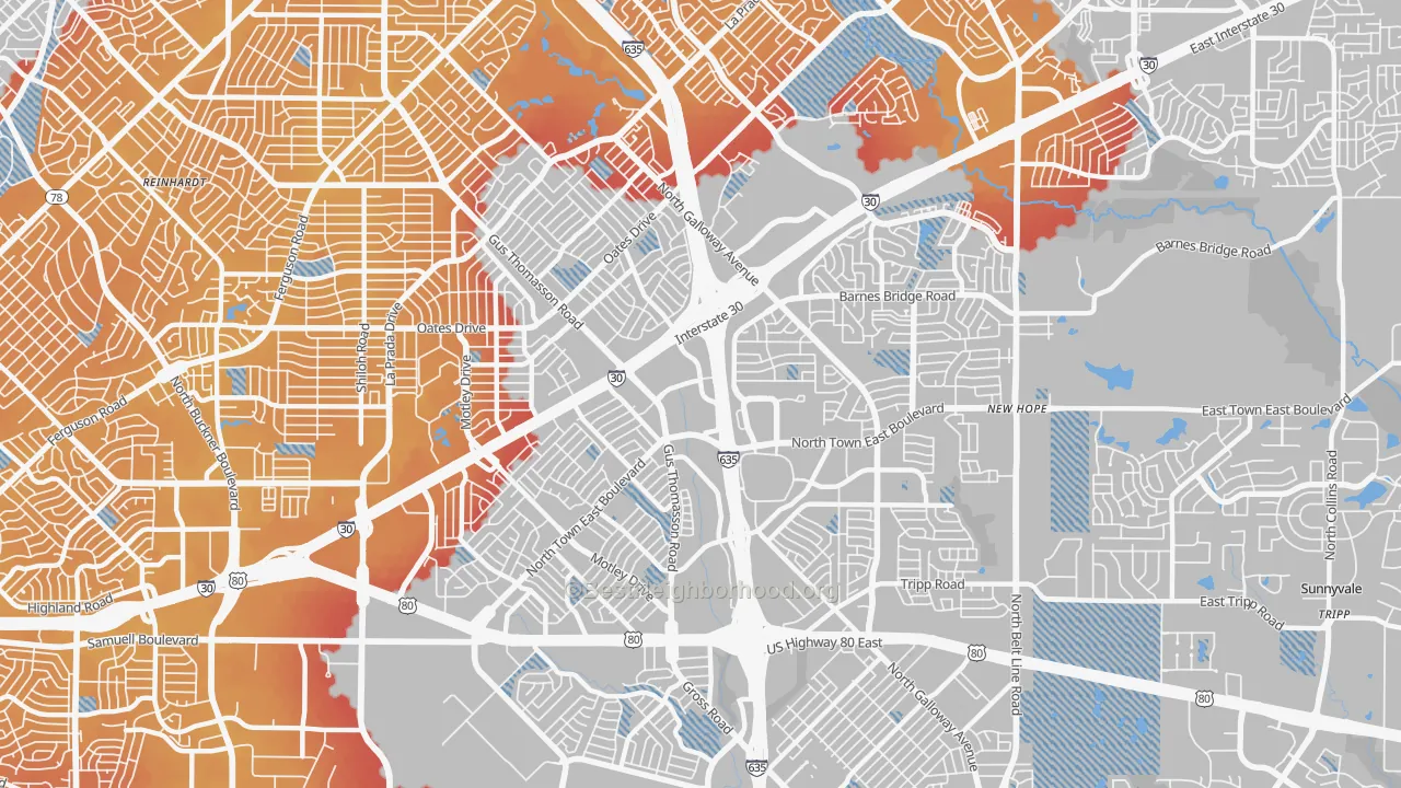 Transit Grade map of 75150, TX