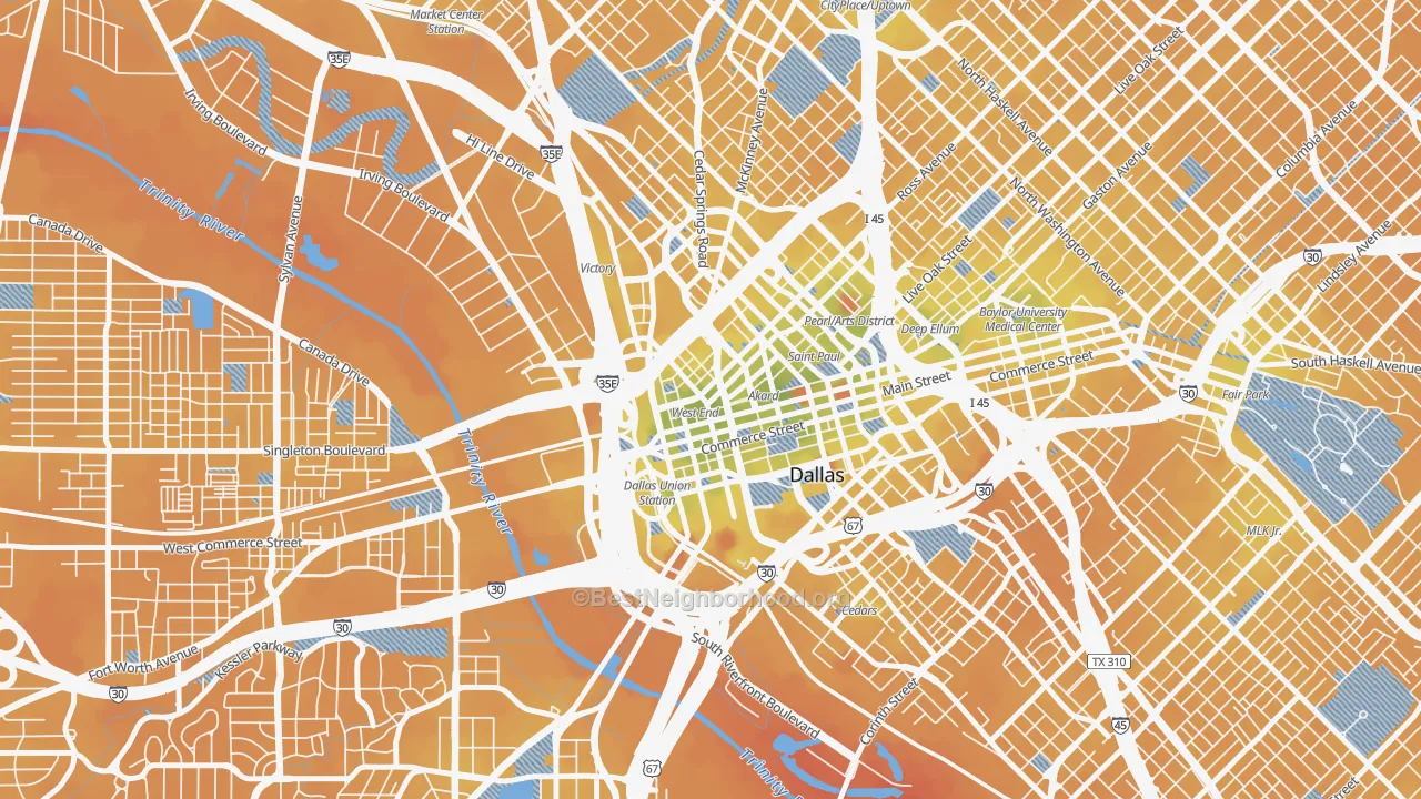 Transit Grade map of 75202, TX