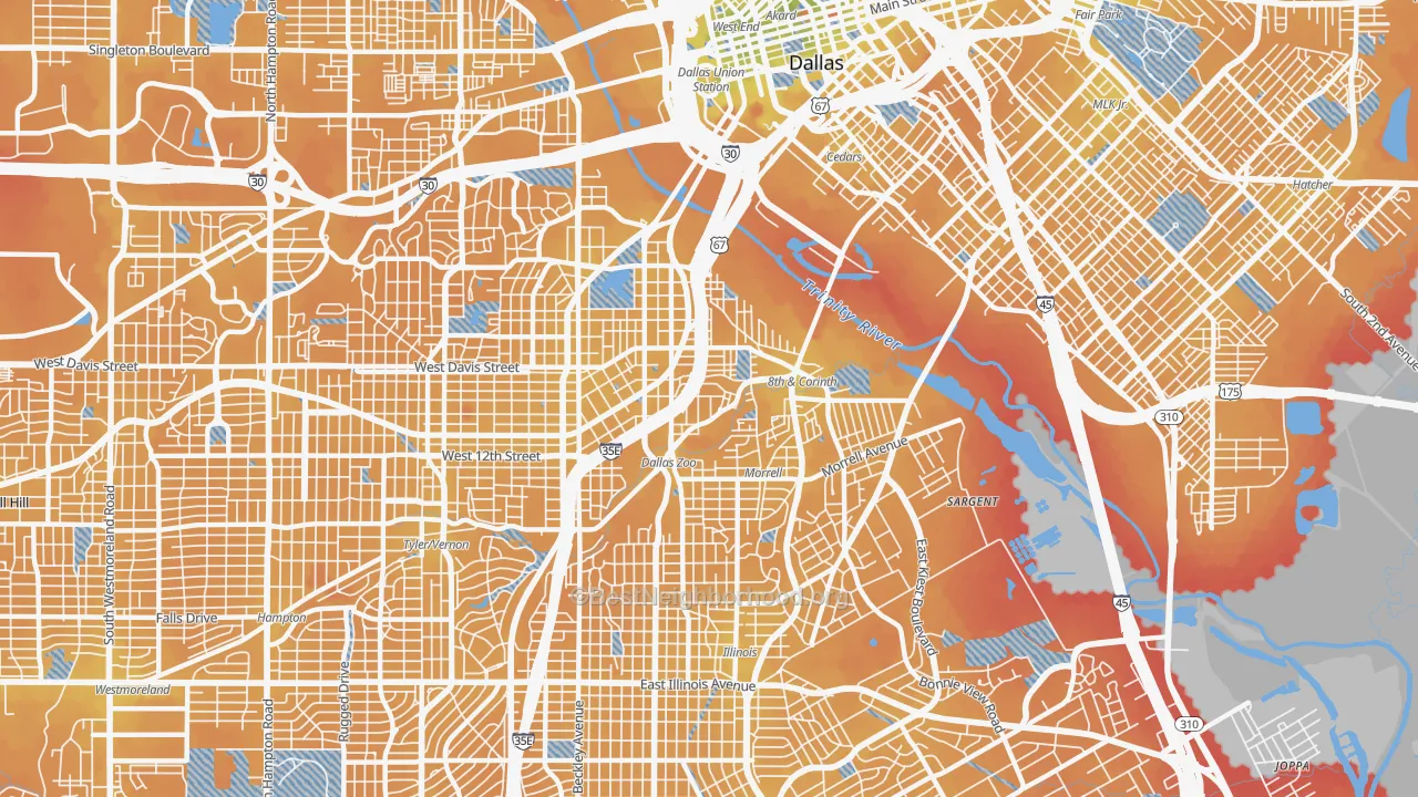 Transit Grade map of 75203, TX