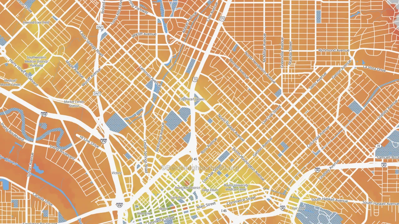 Transit Grade map of 75204, TX