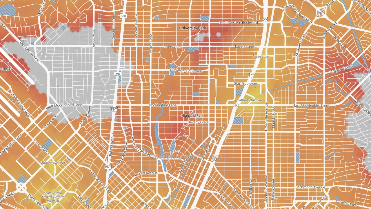 Transit Grade map of 75205, TX