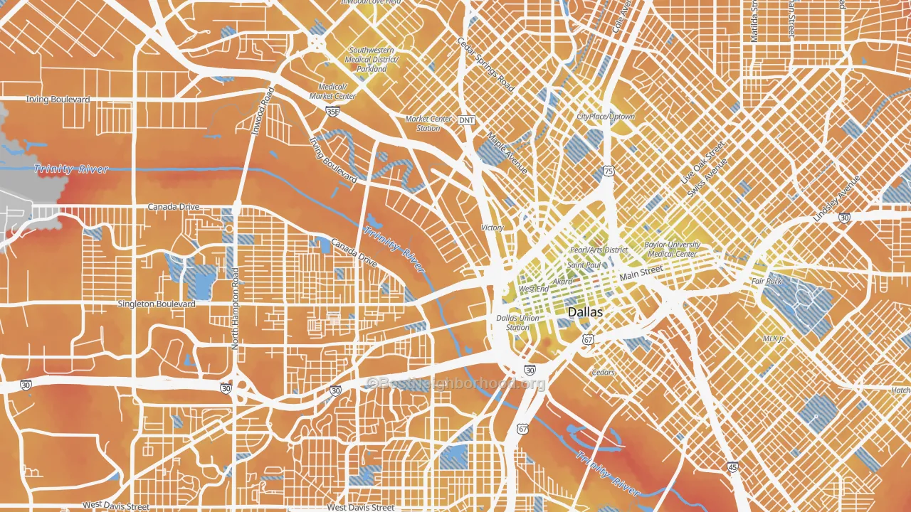 Transit Grade map of 75207, TX