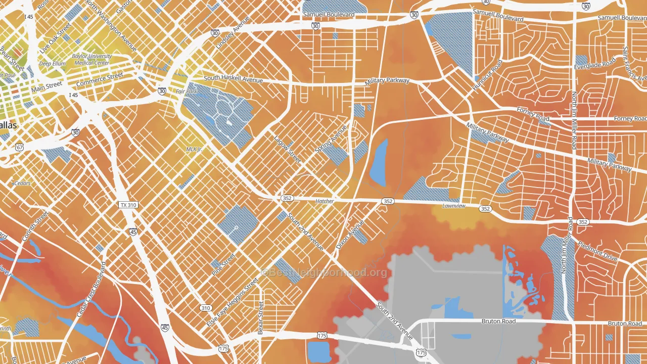 Transit Grade map of 75210, TX