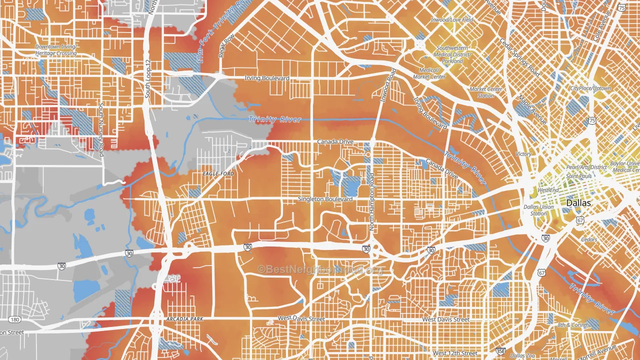 Transit Grade map of 75212, TX