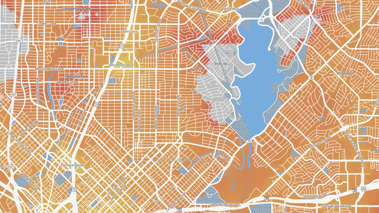 Transit Grade map of 75214, TX