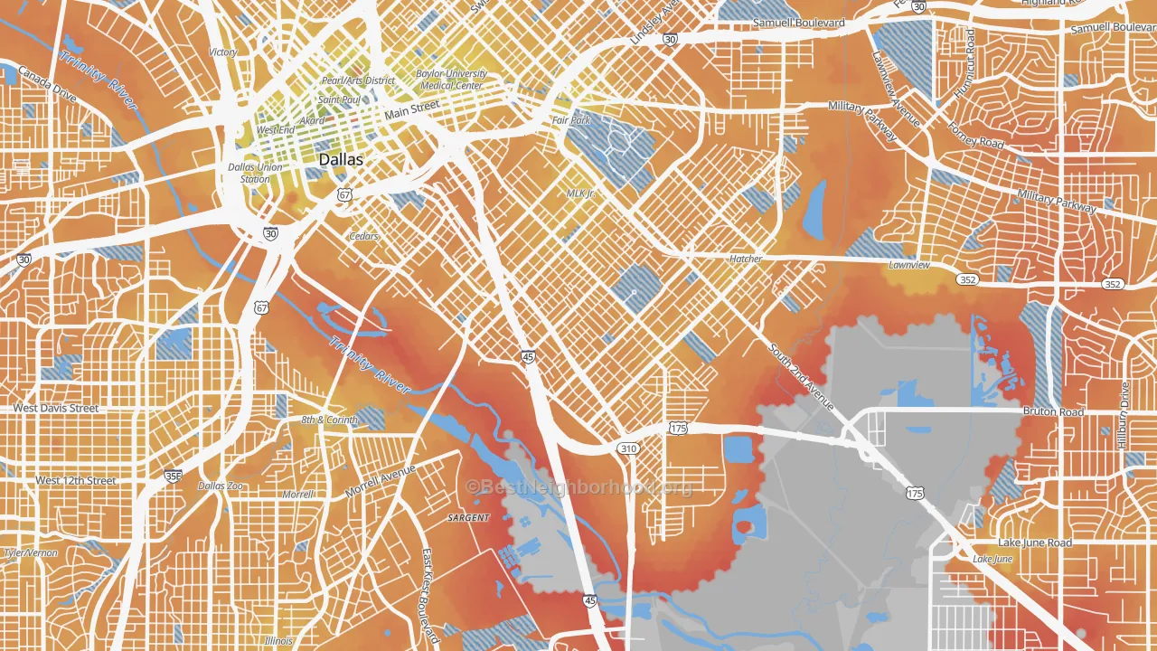 Transit Grade map of 75215, TX