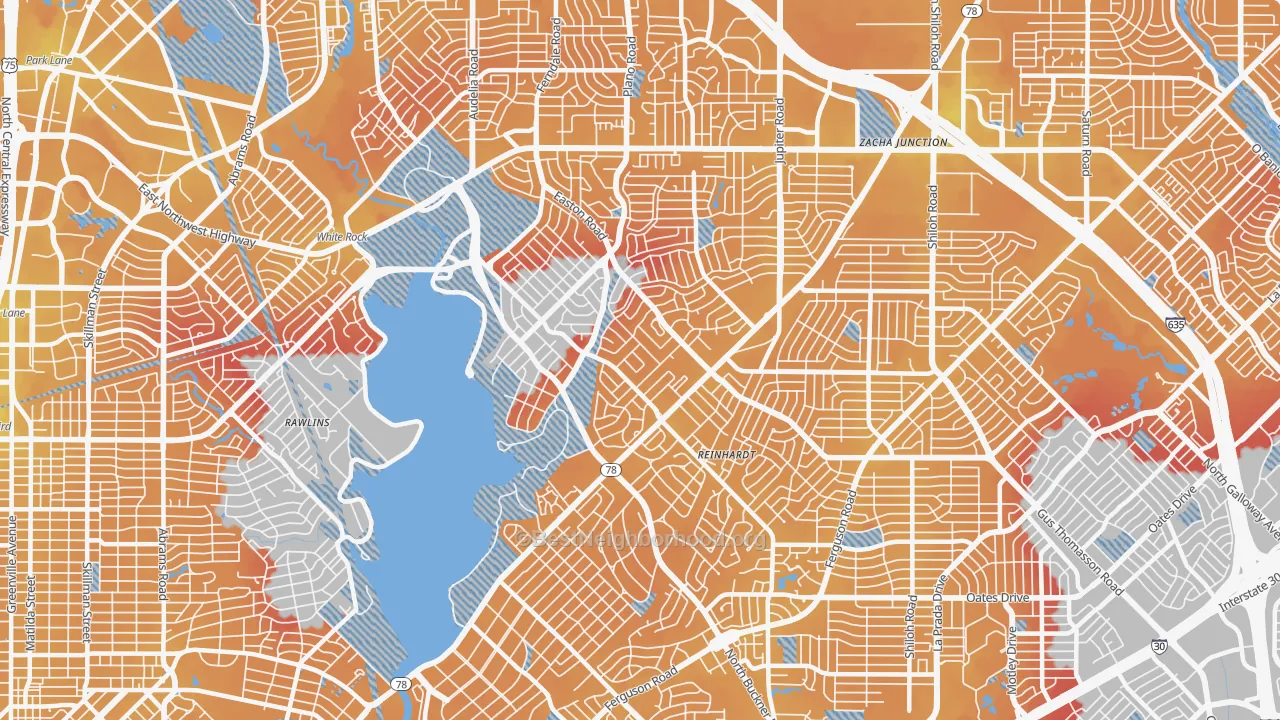 Transit Grade map of 75218, TX