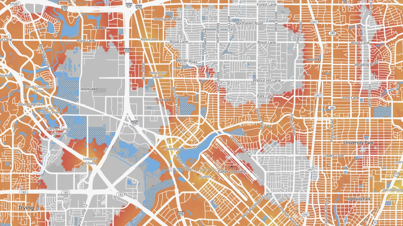 Transit Grade map of 75220, TX