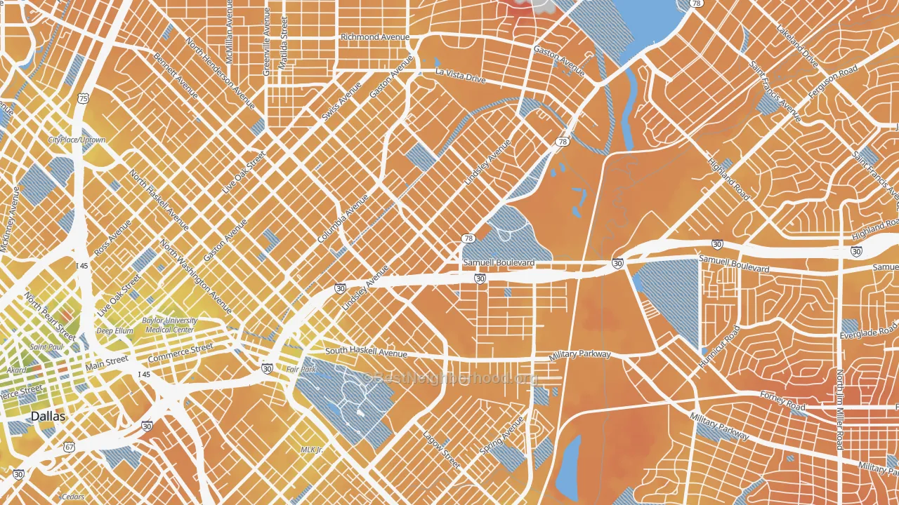 Transit Grade map of 75223, TX