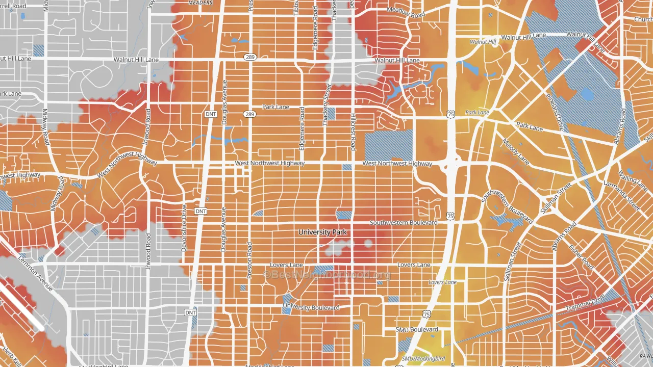 Transit Grade map of 75225, TX