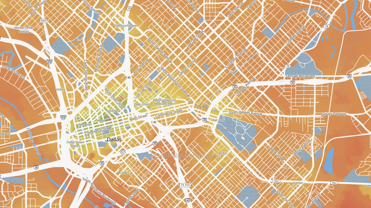 Transit Grade map of 75226, TX