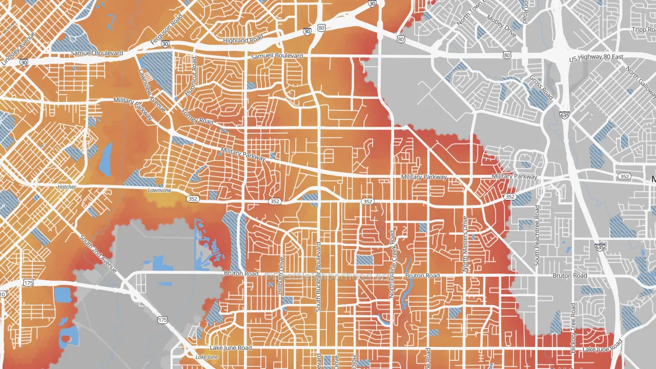 Transit Grade map of 75227, TX