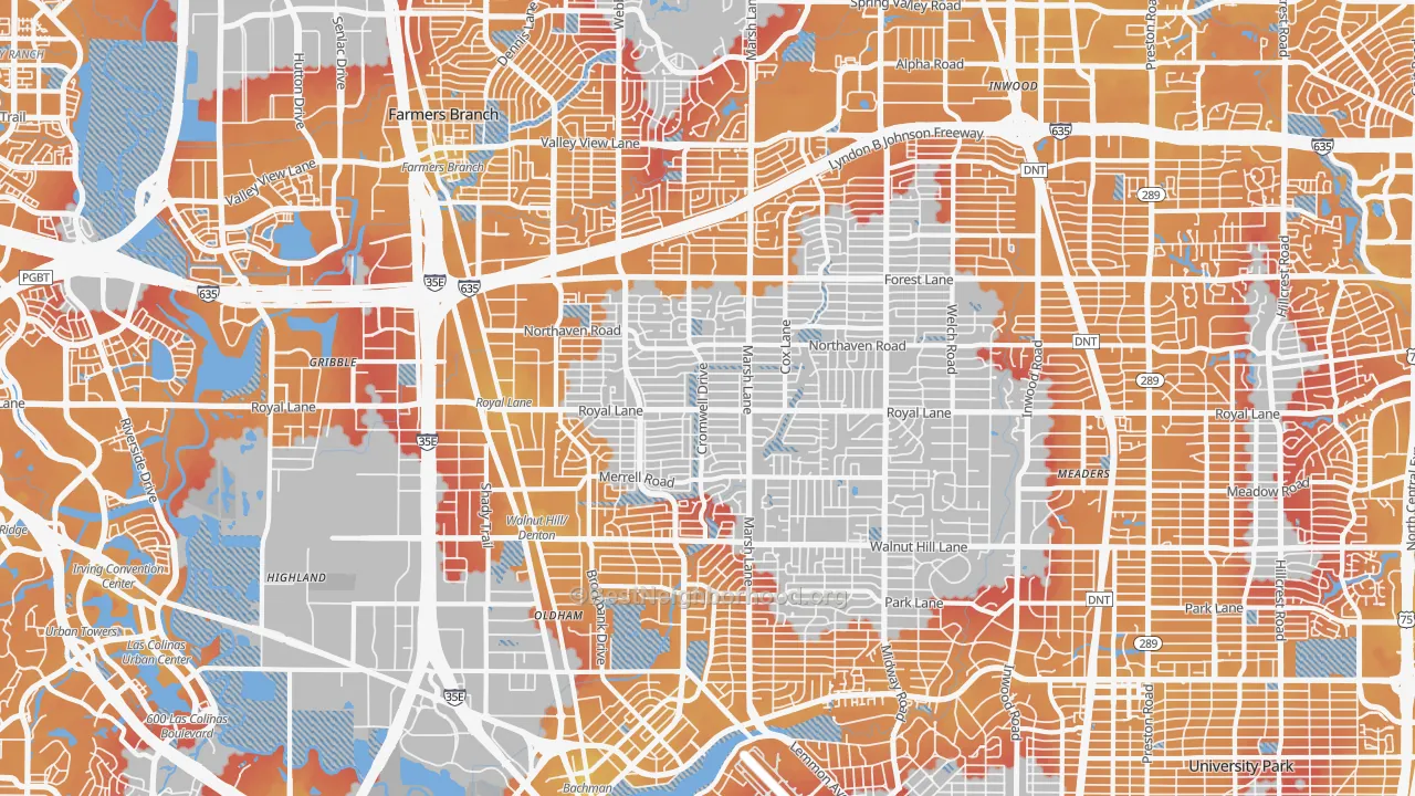 Transit Grade map of 75229, TX