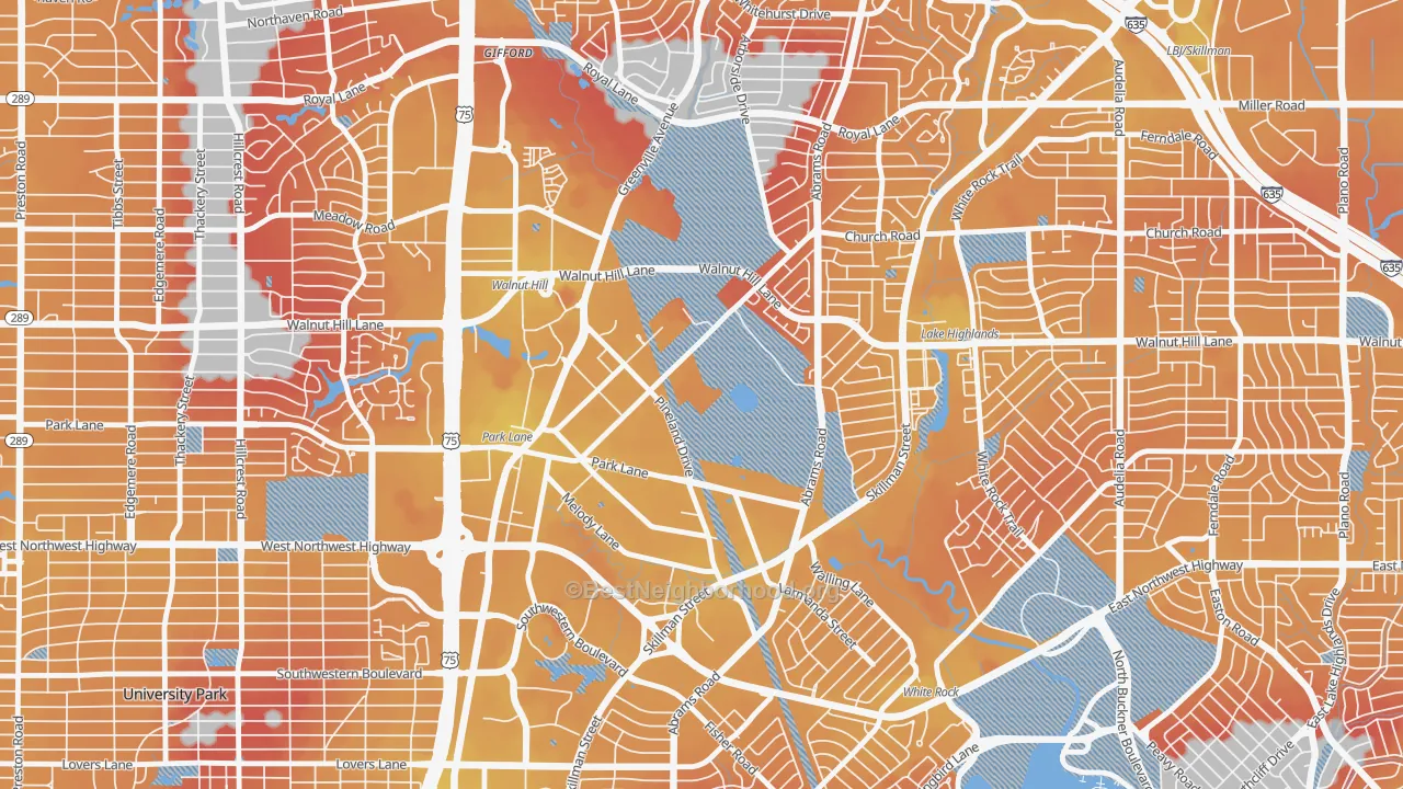 Transit Grade map of 75231, TX