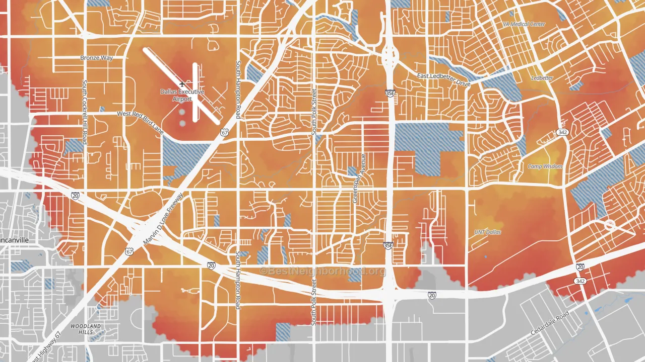 Transit Grade map of 75232, TX