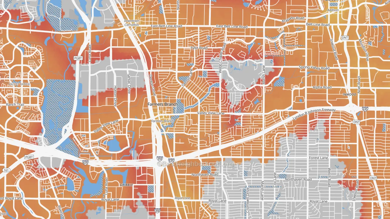Transit Grade map of 75234, TX