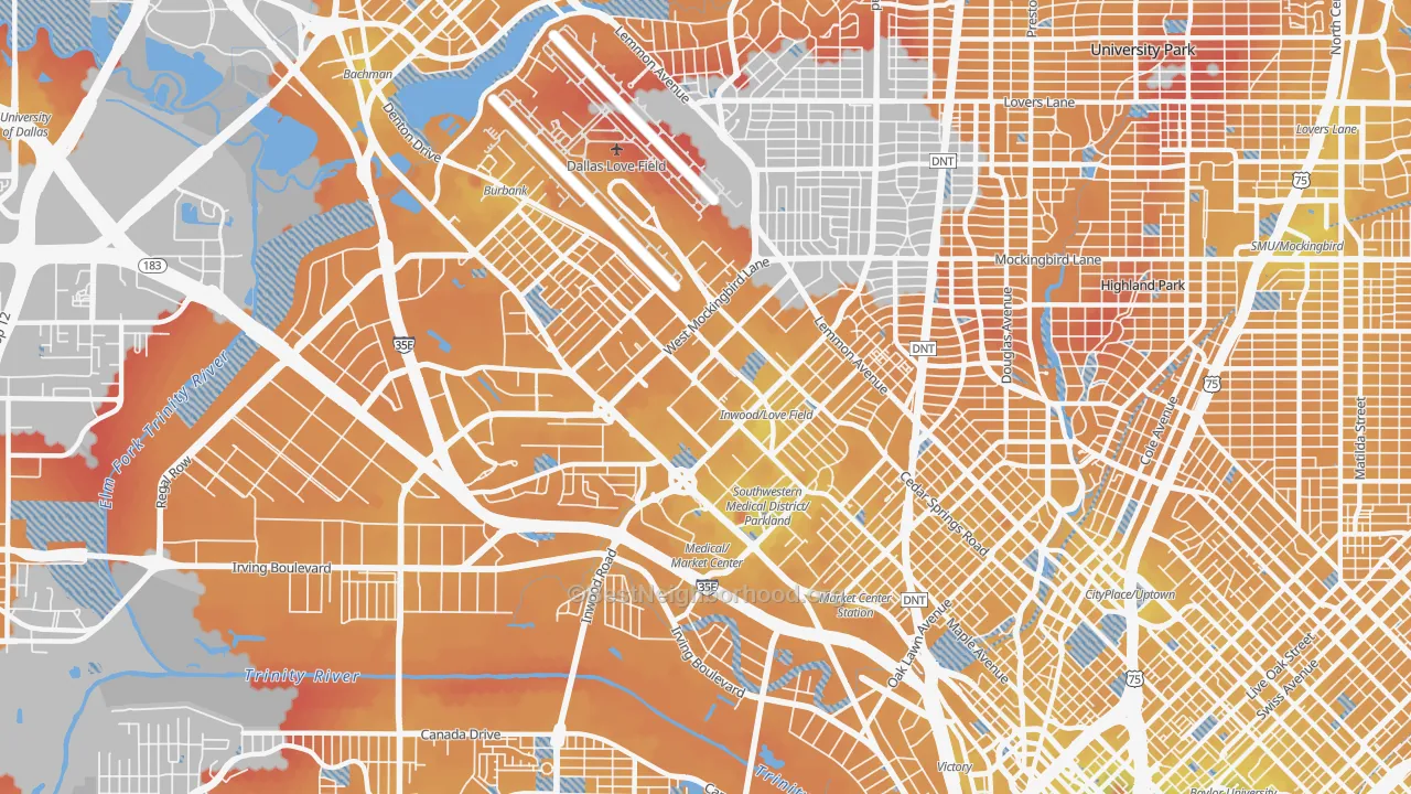 Transit Grade map of 75235, TX