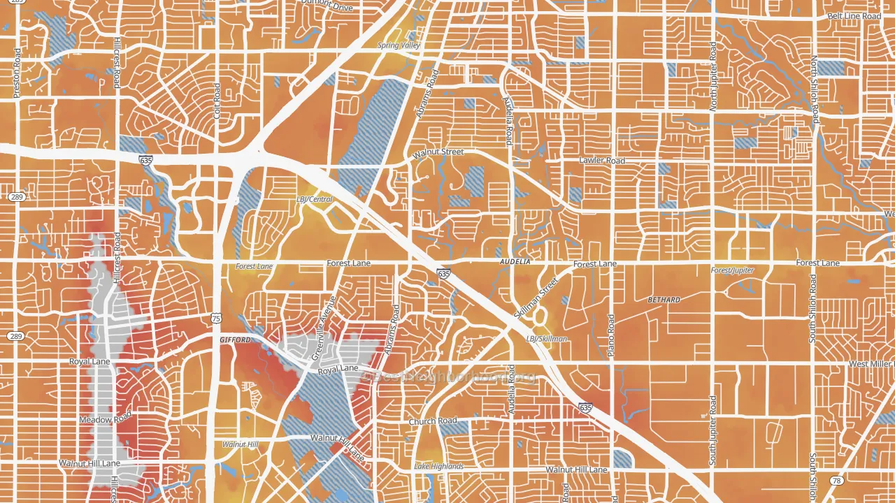 Transit Grade map of 75243, TX