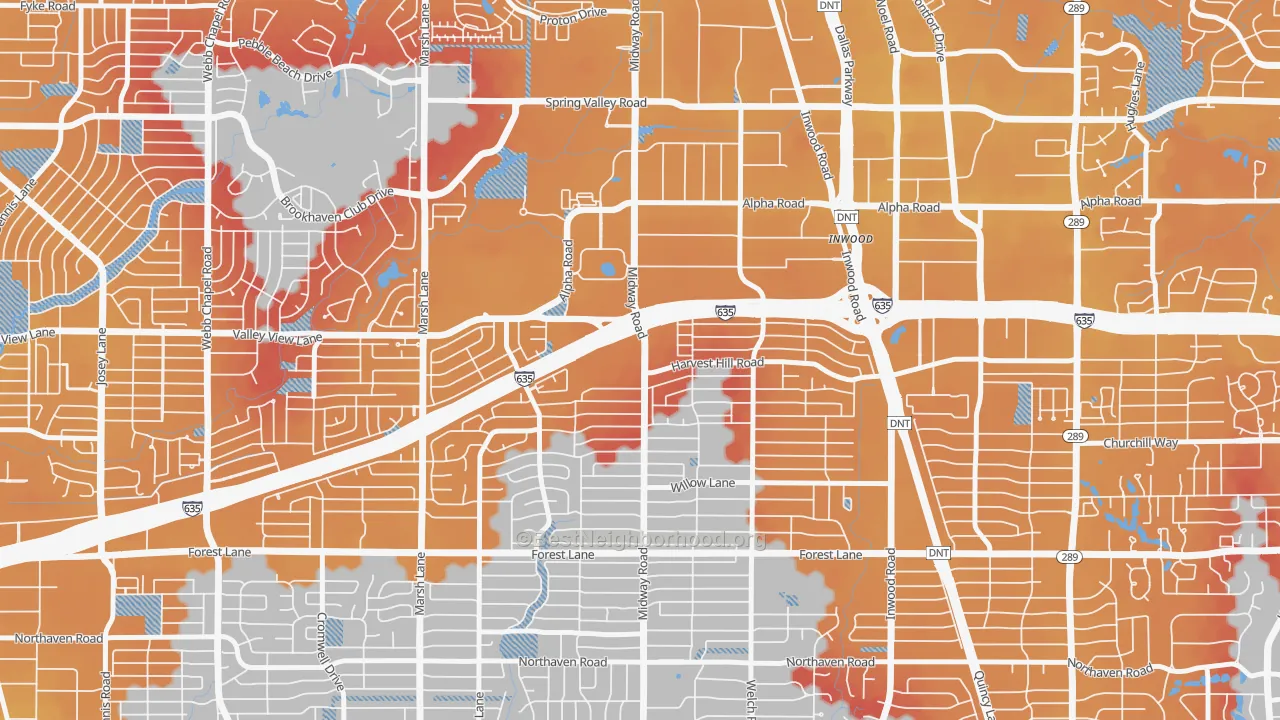 Transit Grade map of 75244, TX