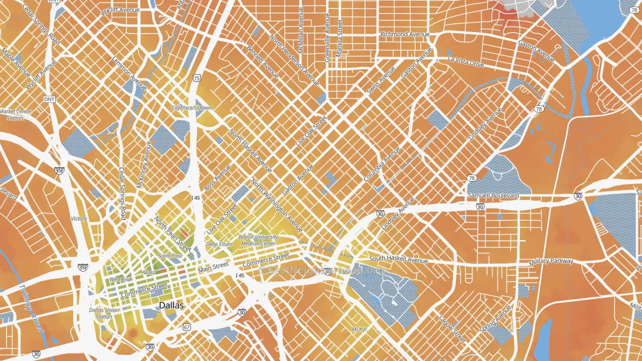Transit Grade map of 75246, TX