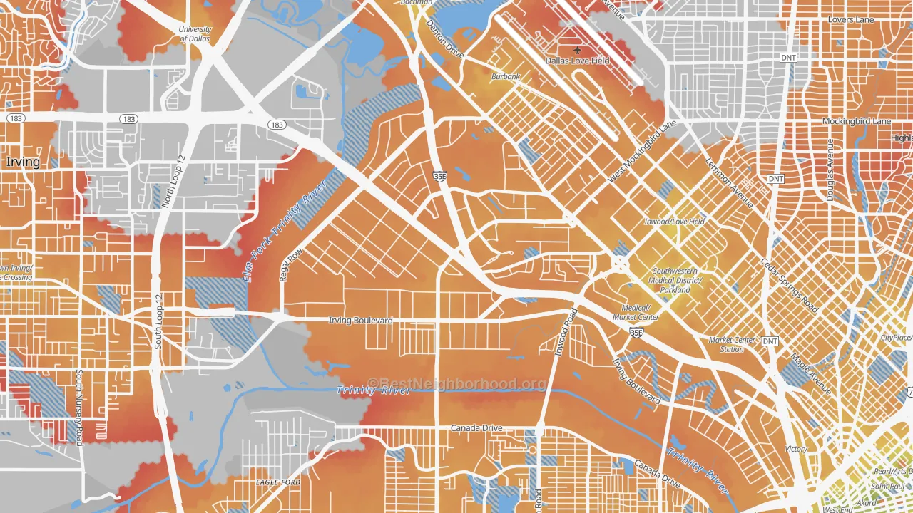 Transit Grade map of 75247, TX