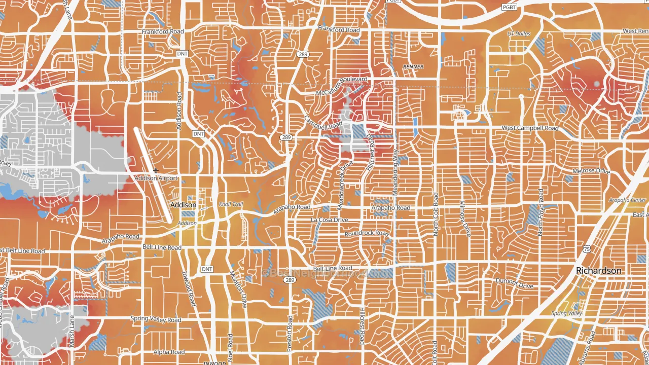 Transit Grade map of 75248, TX