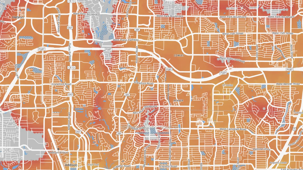 Transit Grade map of 75252, TX