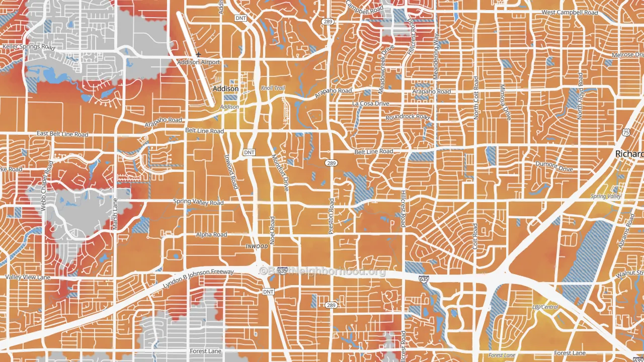 Transit Grade map of 75254, TX