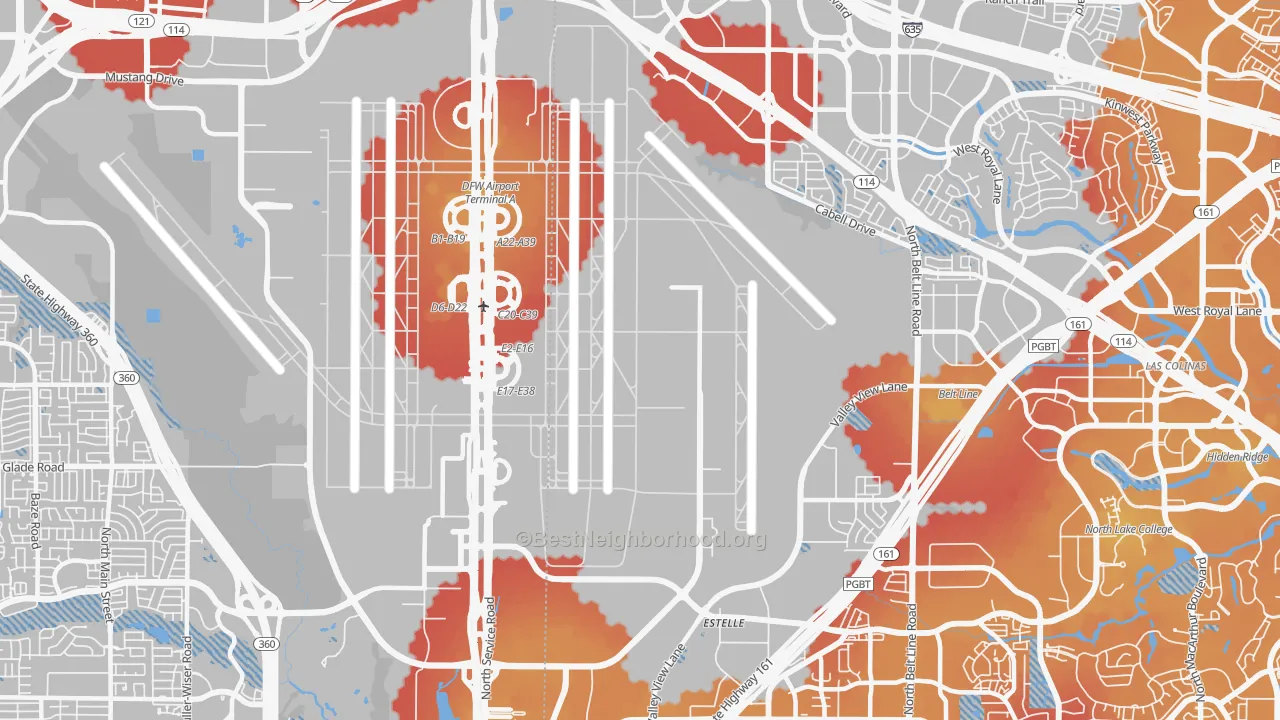 Transit Grade map of 75261, TX