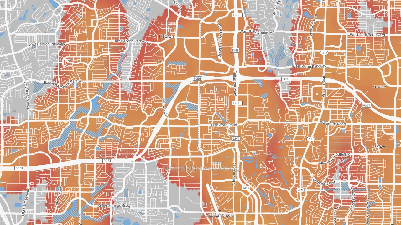 Transit Grade map of 75287, TX