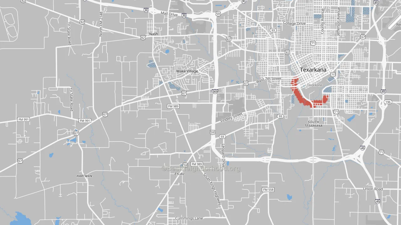 Transit Grade map of 75501, TX