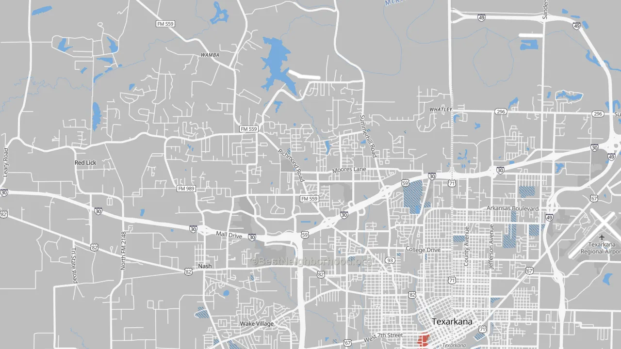 Transit Grade map of 75503, TX