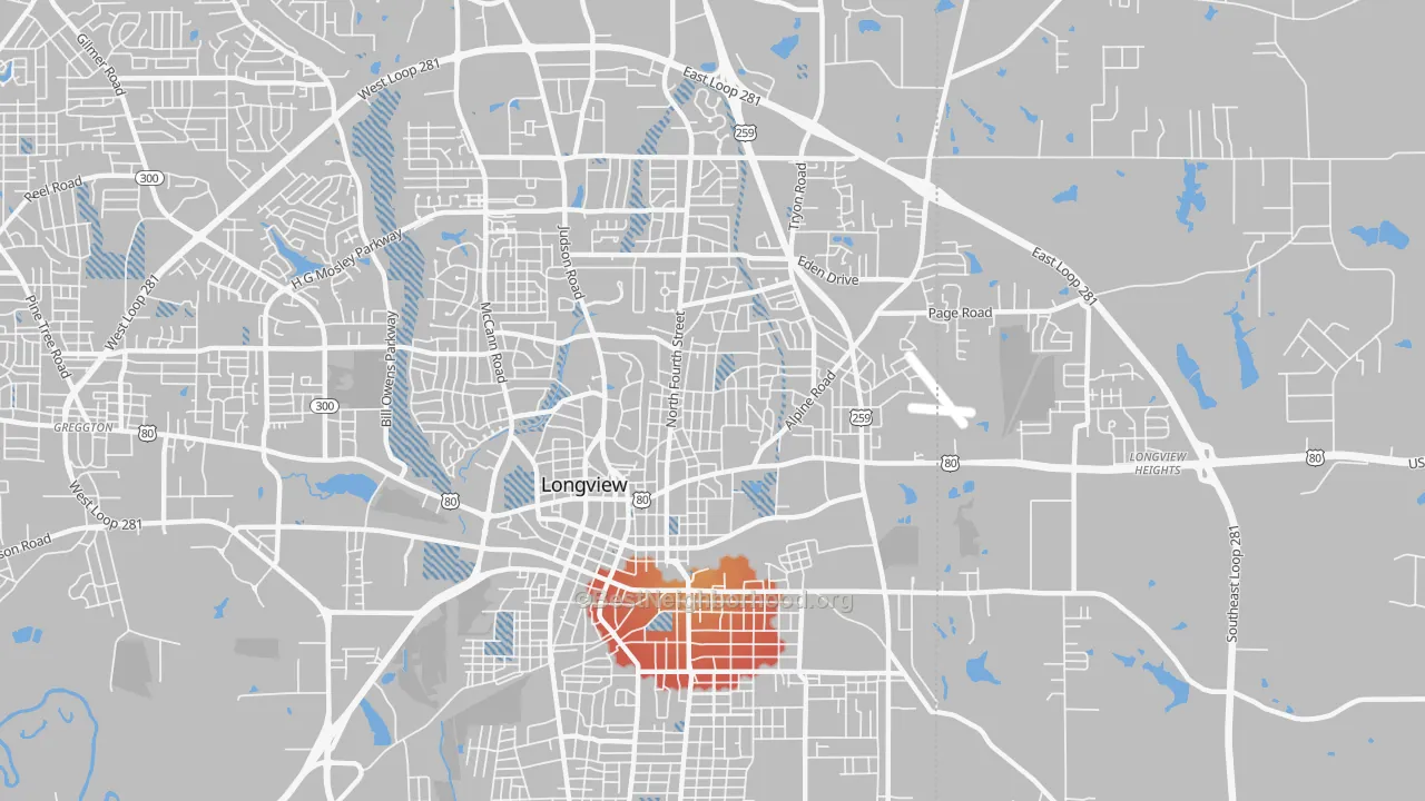 Transit Grade map of 75601, TX