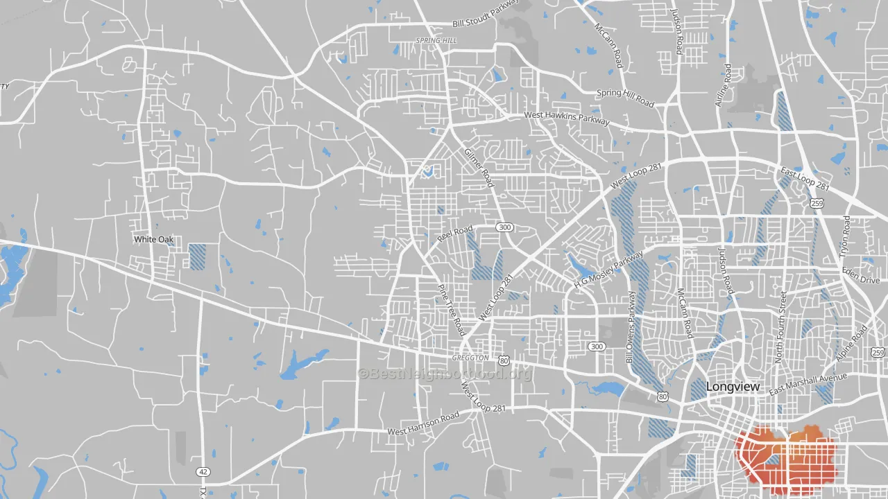 Transit Grade map of 75604, TX