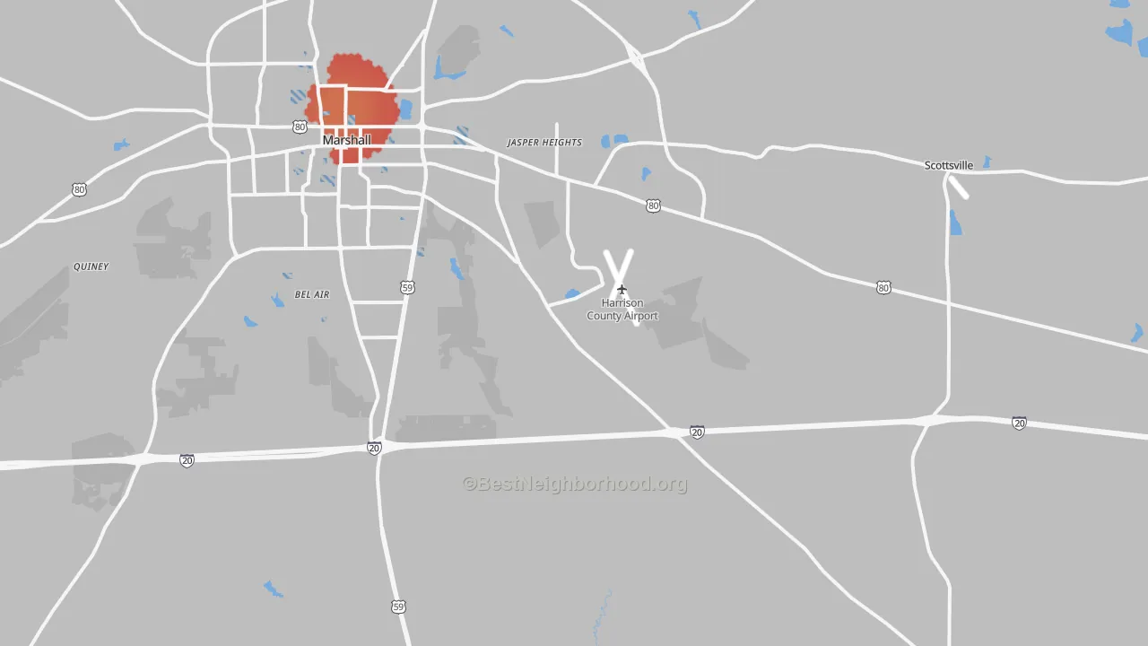 Transit Grade map of 75672, TX