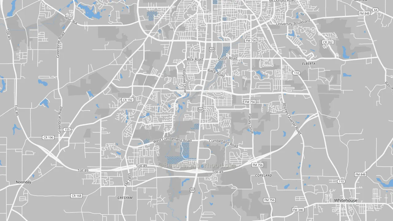 Transit Grade map of 75703, TX