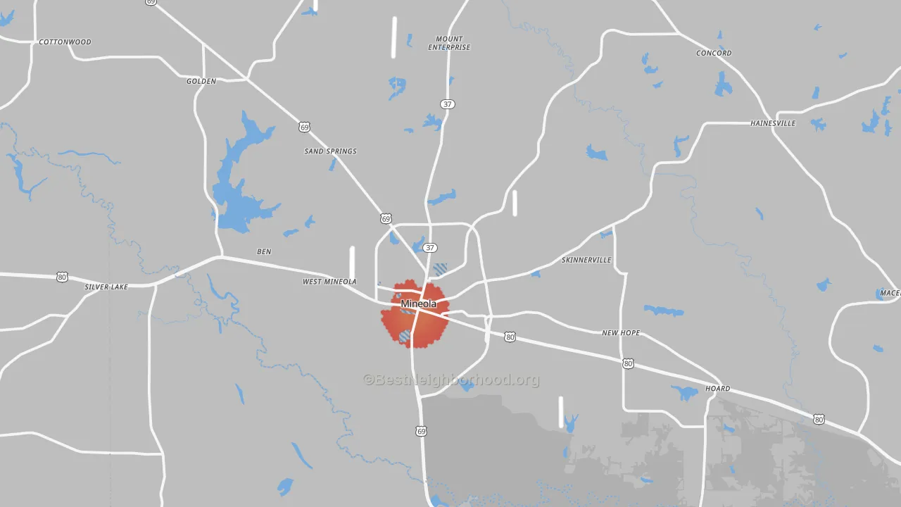 Transit Grade map of 75773, TX