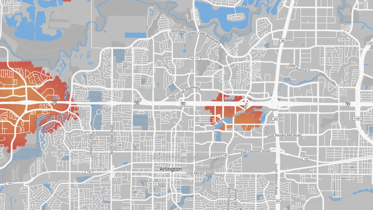 Transit Grade map of 76011, TX