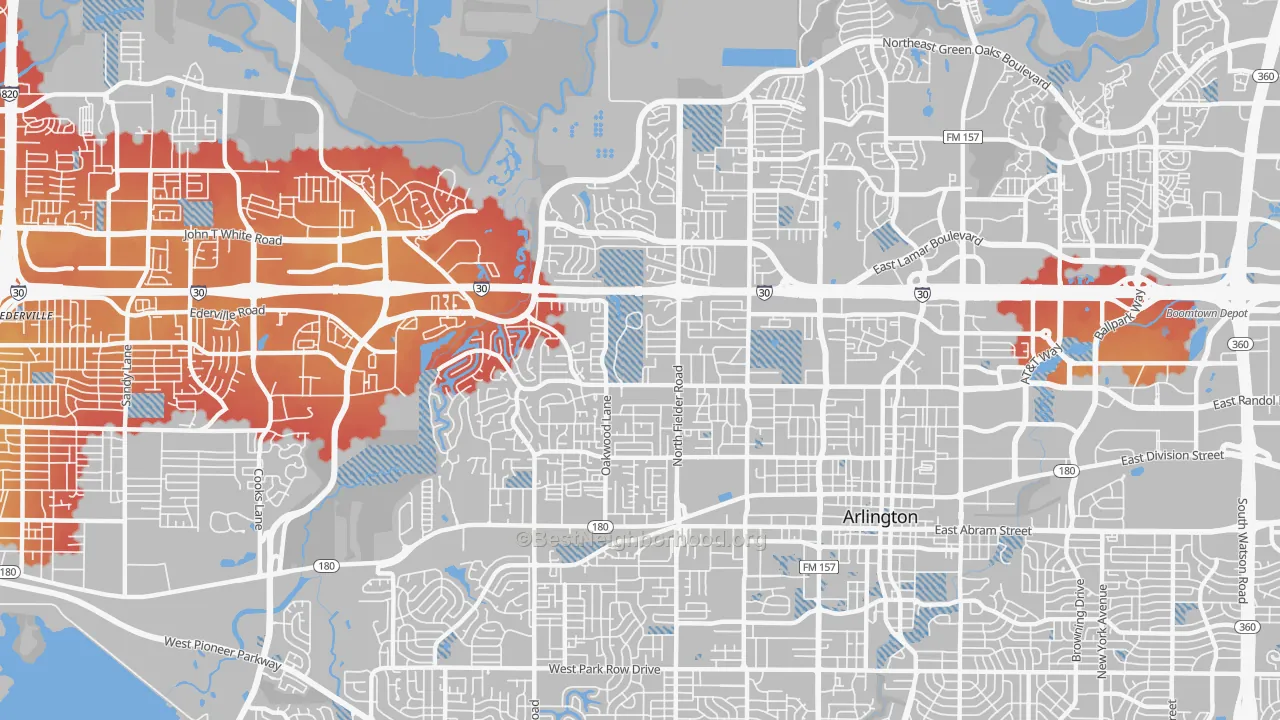 Transit Grade map of 76012, TX