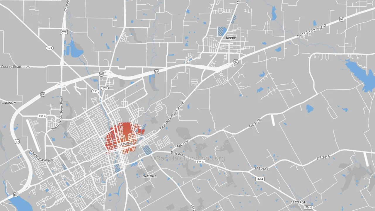 Transit Grade map of 76031, TX