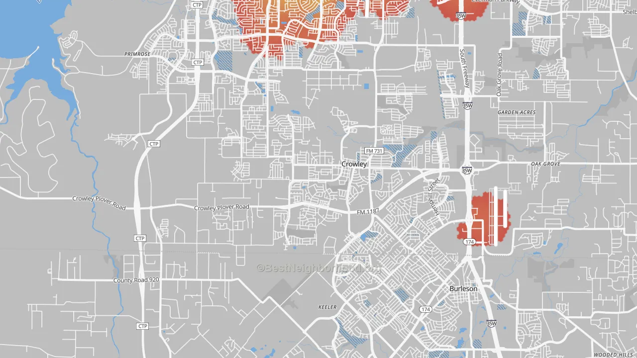 Transit Grade map of 76036, TX