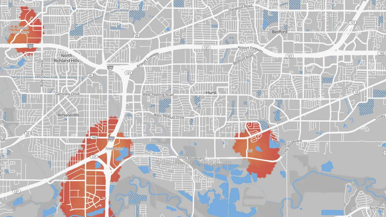 Transit Grade map of 76053, TX