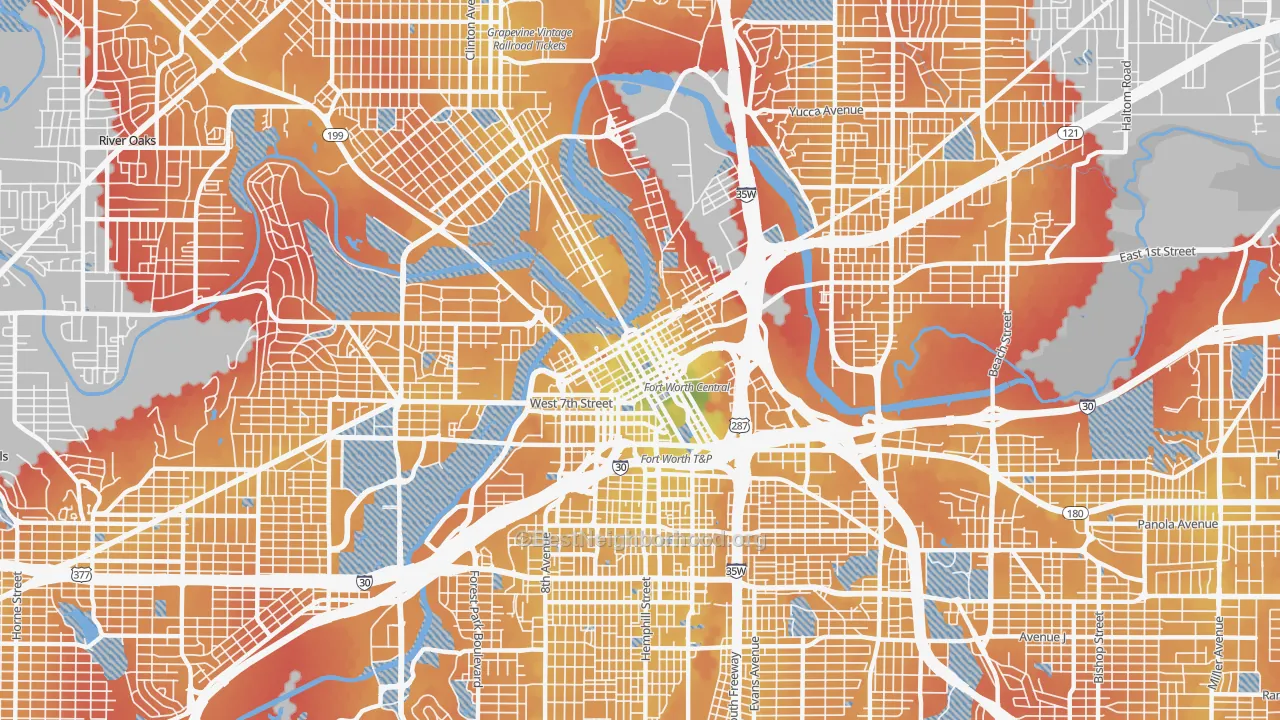 Transit Grade map of 76102, TX