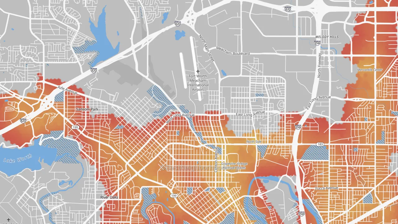 Transit Grade map of 76106, TX