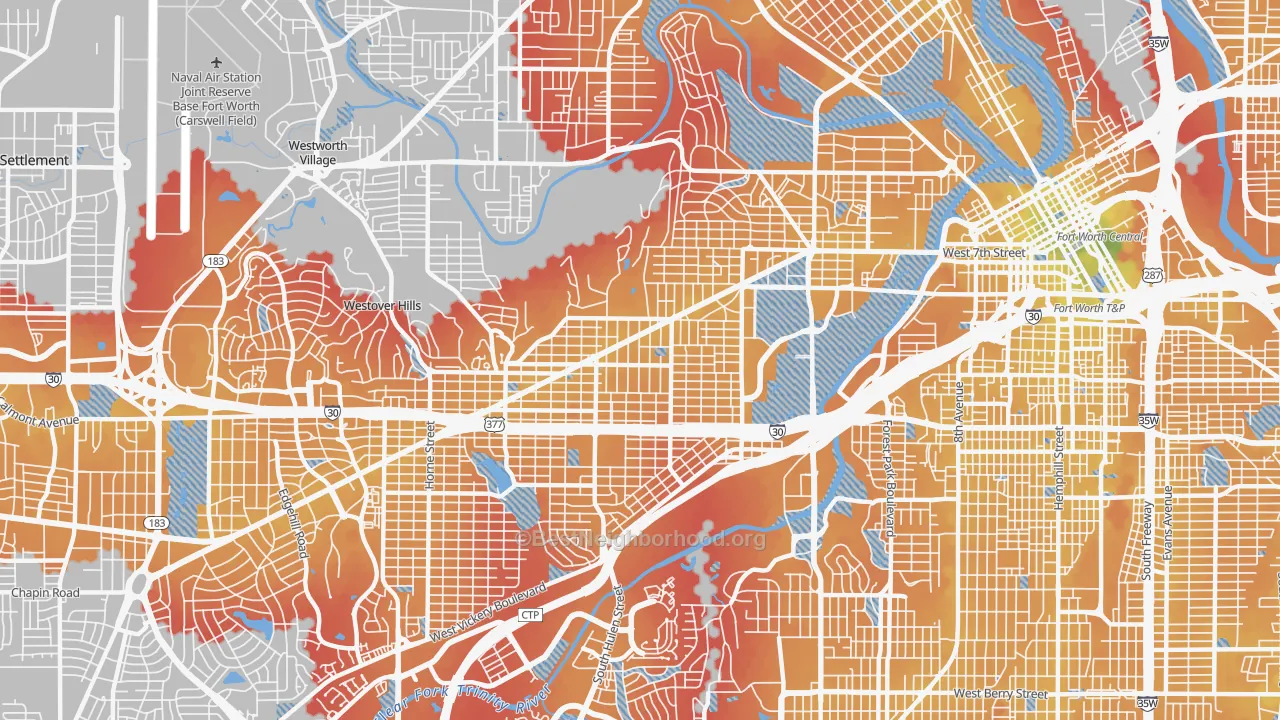 Transit Grade map of 76107, TX